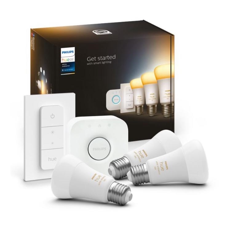 Osnovni set Philips Hue White Ambiance 3xE27/11W 2200-6500K + uređaj za povezivanje i Daljinski upravljač