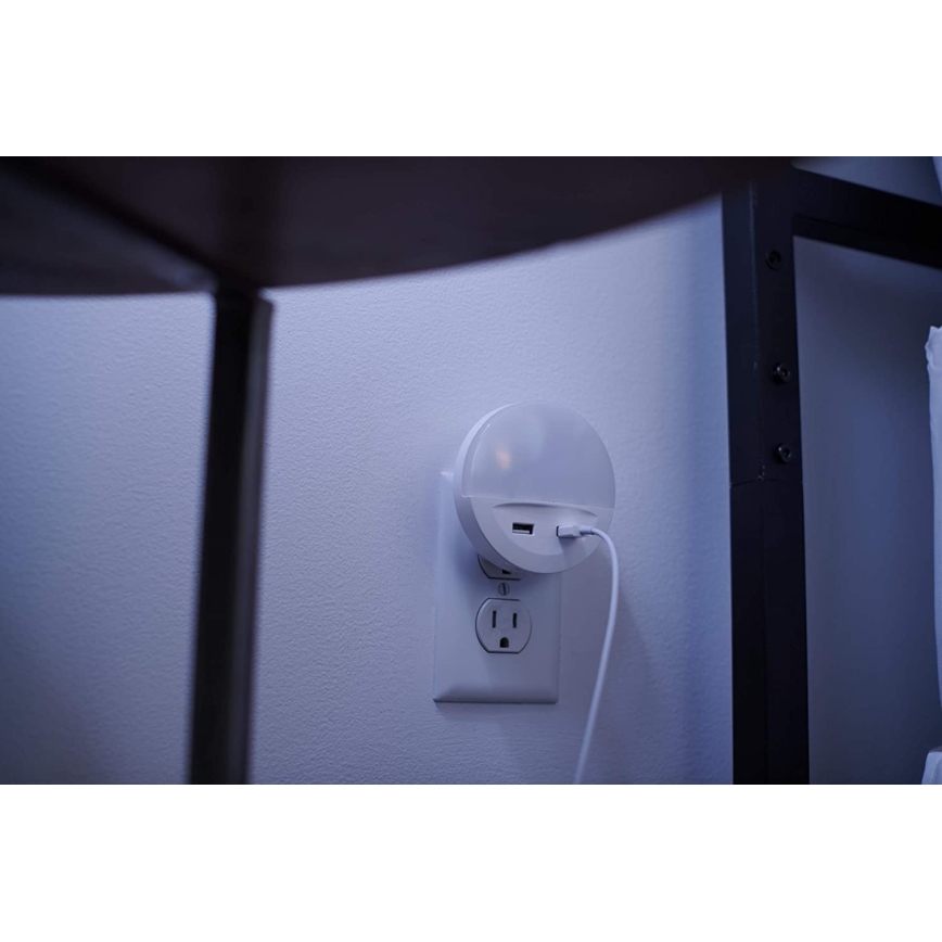 Osram - LED noćno svetlo za utičnicu sa senzorom LUNETTA 2xUSB LED/13W/230V
