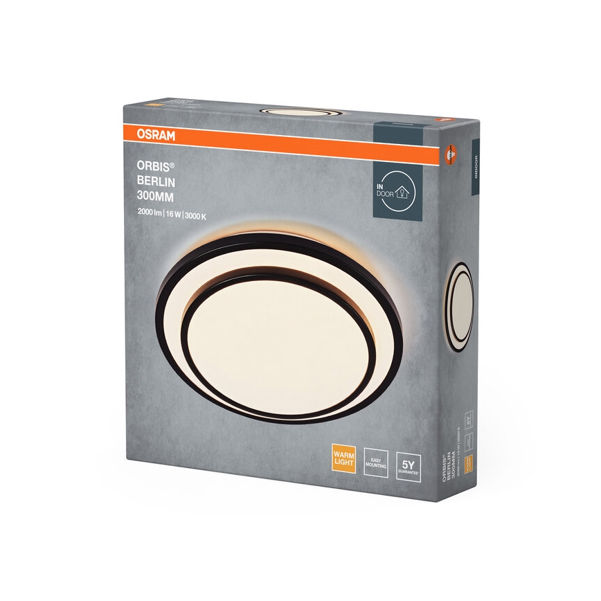 Osram - LED plafonsko svetlo ORBIS BERLIN LED/16W/230V, prečnik 29,3 cm, crno