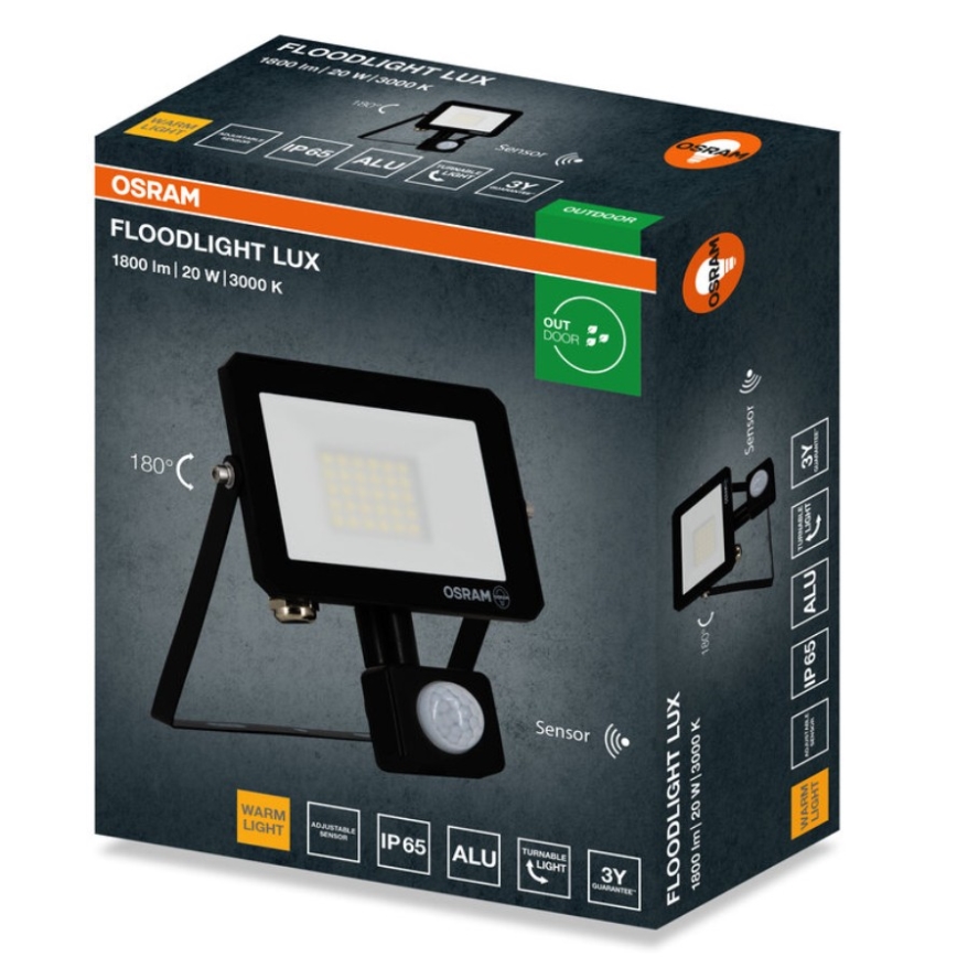 Osram - LED reflektor sa senzorom FLOODLIGHT LED/20W/230V 3000K IP65