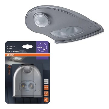 Osram - LED spoljašnje zidno svetlo sa senzorom DOORLED, LED/0,5W/3xAA, IP54, srebrna