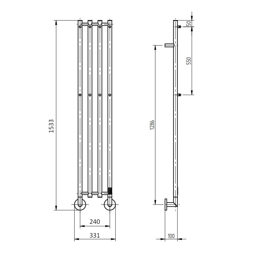 P.M.H. MO1SS-L - Električni sušač peškira MONA 93W/230V 153,3 cm IP44 polirani nerđajući čelik