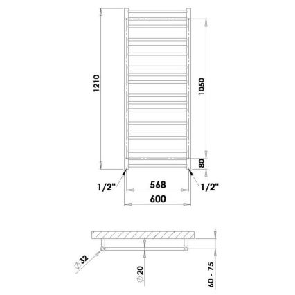 P.M.H. SN4W - Merdevinski radijator za kupatilo SORANO 470W 121 cm bela