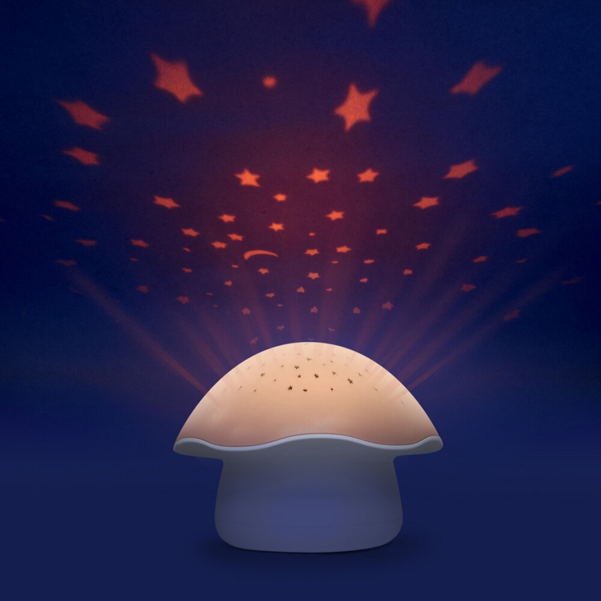 PABOBO - Projektor sa melodijom STAR MUSHROOM 3xAA losos roze