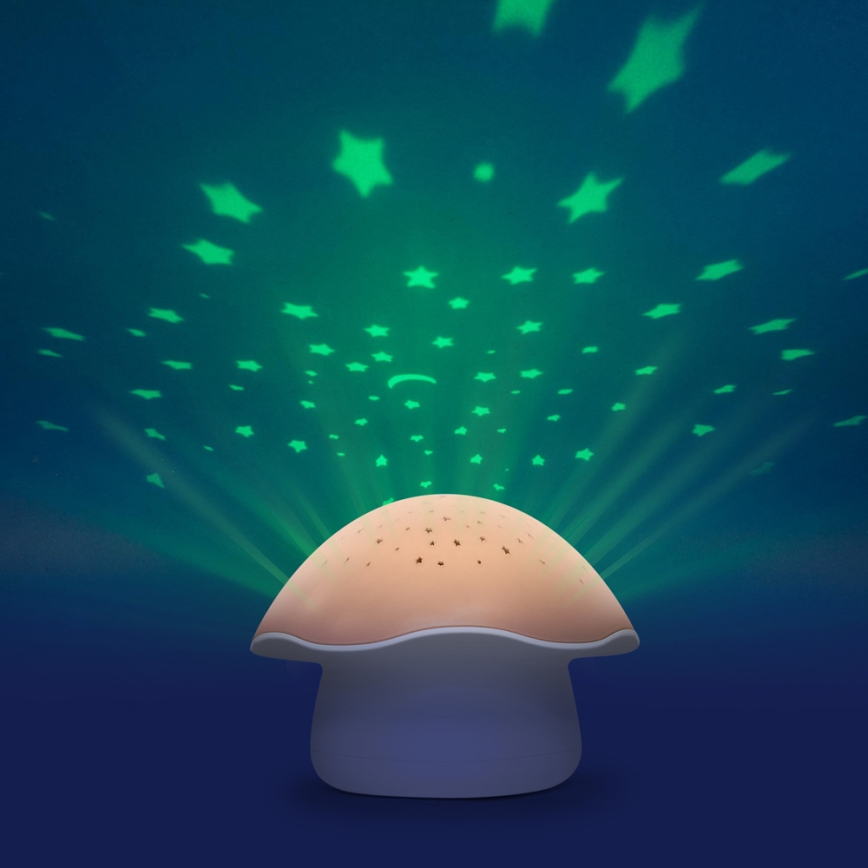 PABOBO - Projektor sa melodijom STAR MUSHROOM 3xAA losos roze