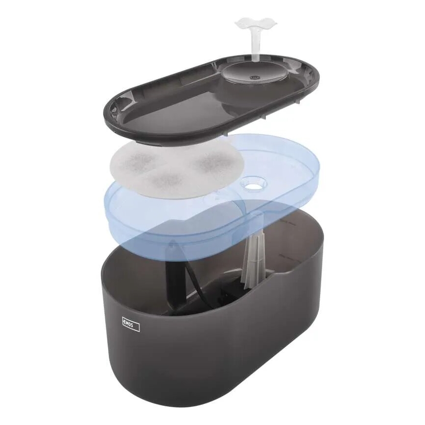 Pametna fontana za kućne ljubimce 2,6 l/5V sivo Wi-Fi