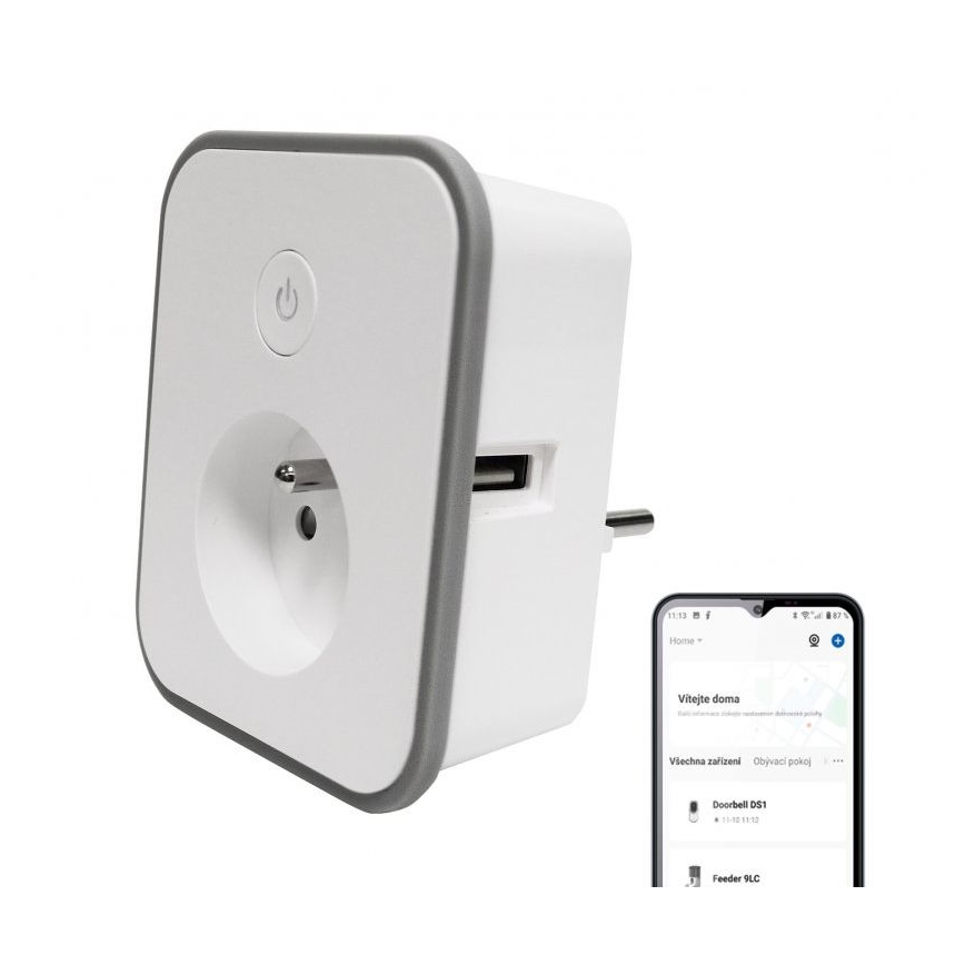 Pametna utičnica sa merenjem potrošnje 3680W/230V + 2xUSB/12W/5V Wi-Fi