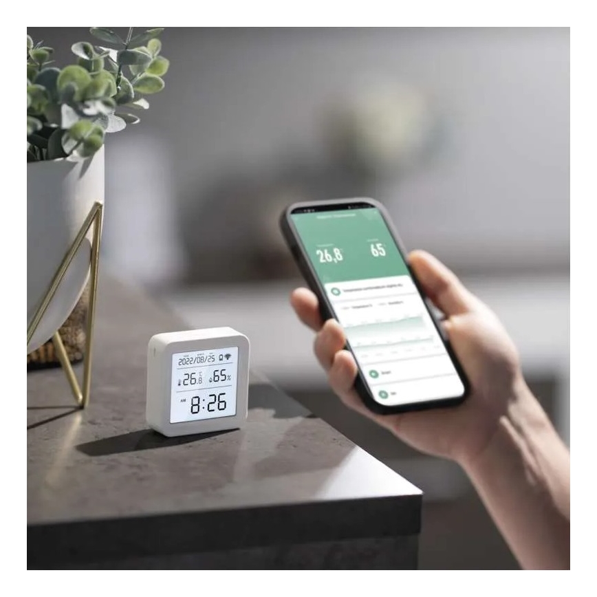Pametni digitalni termometar GoSmart 3xAAA Tuya bela