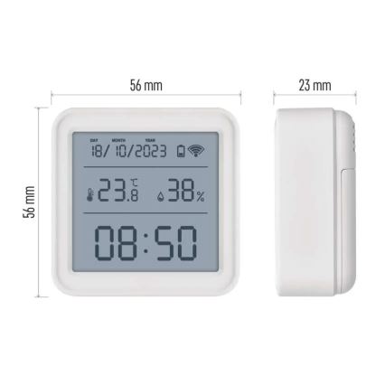 Pametni digitalni termometar GoSmart 3xAAA Tuya bela