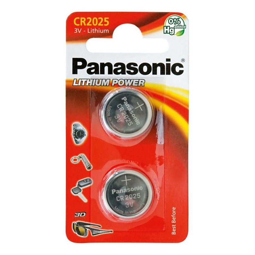Panasonic - 2 kom Dugmasta litijumska baterija CR2025 3V 165 mAh