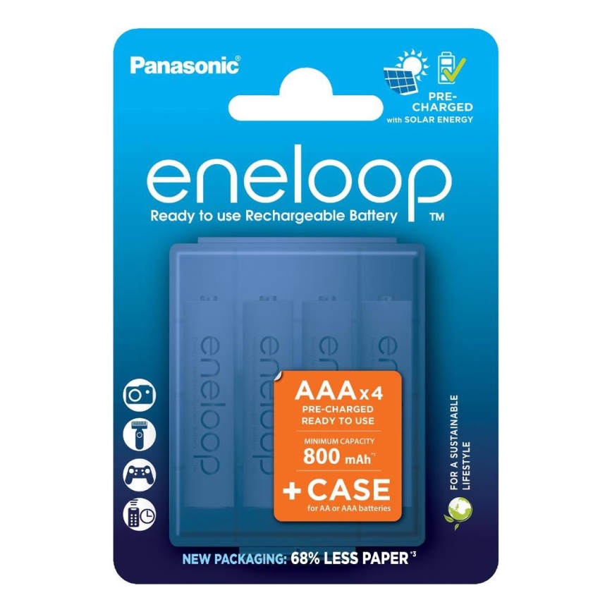 Panasonic - 4 kom Punjiva baterija AAA Eneloop 800 mAh + kućište