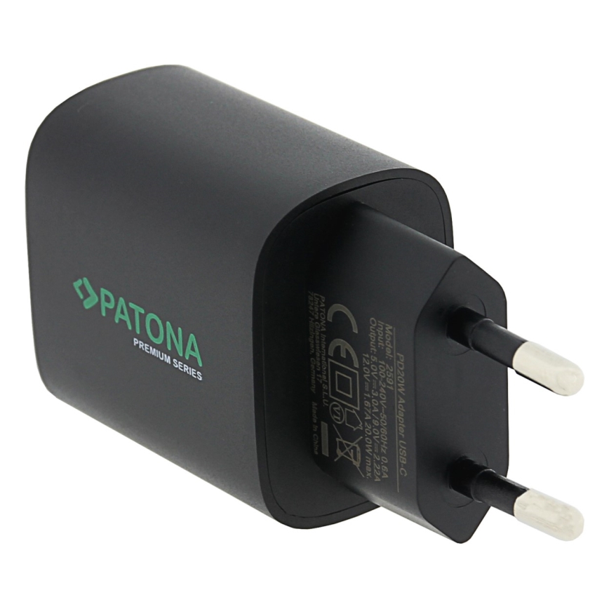 PATONA - Adapter za punjenje USB-C Power delivery 20W/230V crno