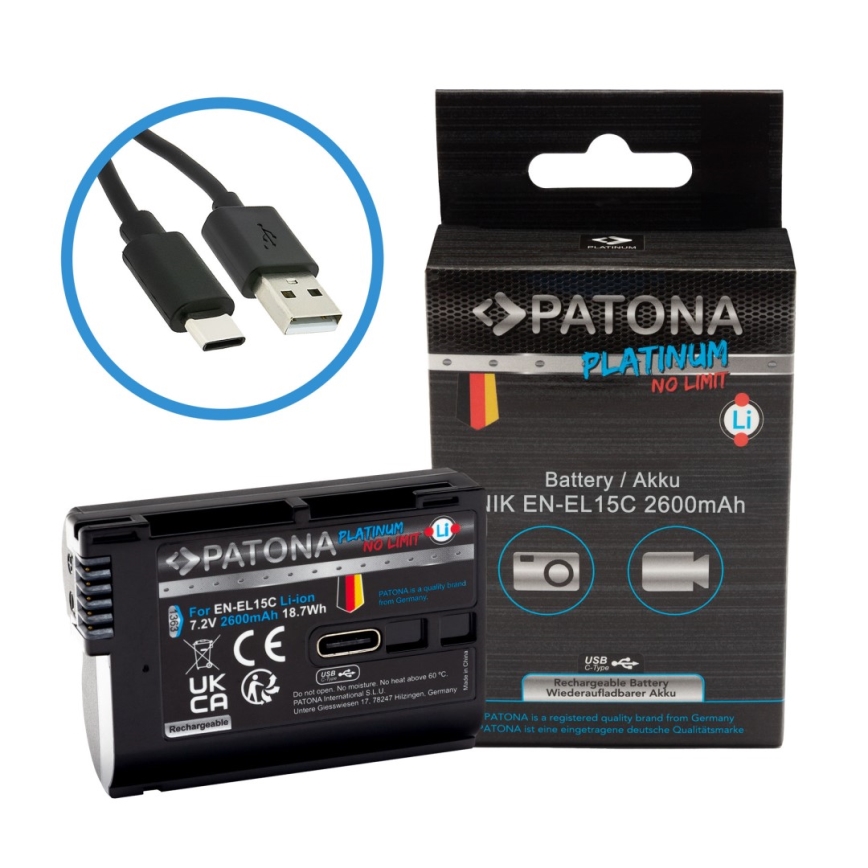 PATONA - Akumulatorska baterija za Nikon EN-EL15C 2600mAh Li-Ion Platinum USB-C