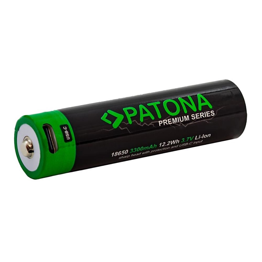 PATONA - Baterija 18650 Li-lon 3350mAh PREMIUM 3,7V sa USB-C punjenjem