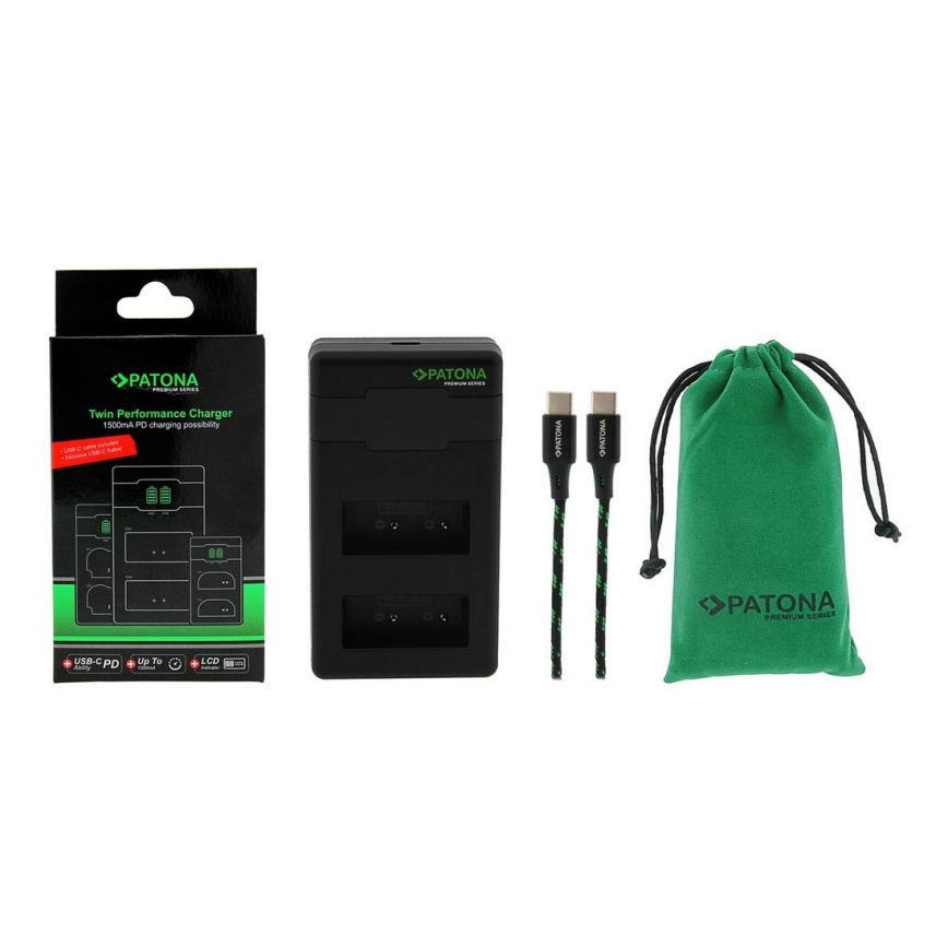 PATONA - Brzi dupli punjač za Fuji NP-W126 + USB-C kabl 0,6 m