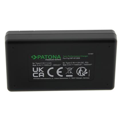 PATONA - Brzi dupli punjač za Fuji NP-W126 + USB-C kabl 0,6 m