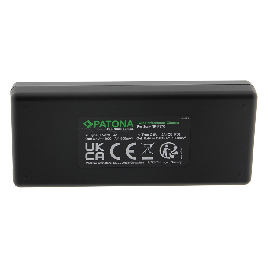 PATONA - Brzi dupli punjač za Sony F550/F750/F970/FM50 + USB-C kabl 0,6 m