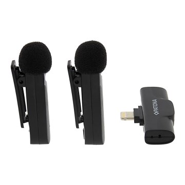 PATONA - Set 2x Bežični mikrofon sa štipaljkom za iPhone USB-C 5V 50 mAh