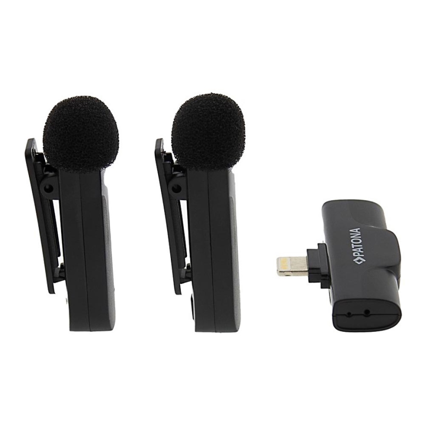 PATONA - Set 2x Bežični mikrofon sa štipaljkom za iPhone USB-C 5V