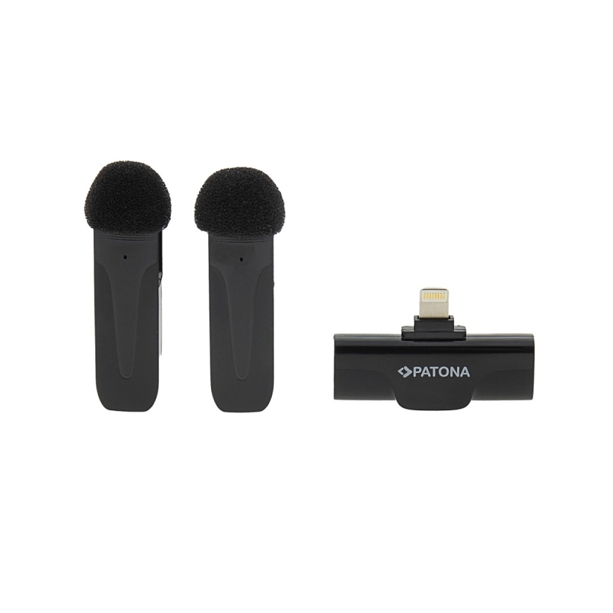 PATONA - Set 2x Bežični mikrofon sa štipaljkom za iPhone USB-C 5V