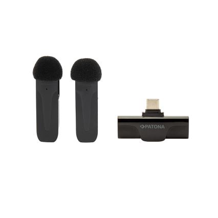 PATONA - Set 2x Bežični mikrofon sa štipaljkom za Smartphone USB-C 5V