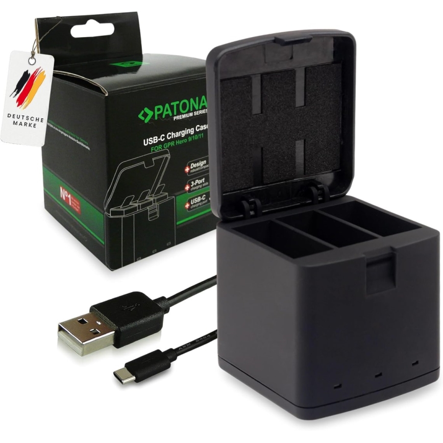 PATONA - Trostruki punjač za GoPro Hero 9/Hero 10/Hero 11/Hero 12
