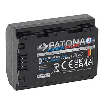 PATONA - Zamenska baterija za Sony NP-FZ100, 2400 mAh, Li-Ion Platinum, USB-C