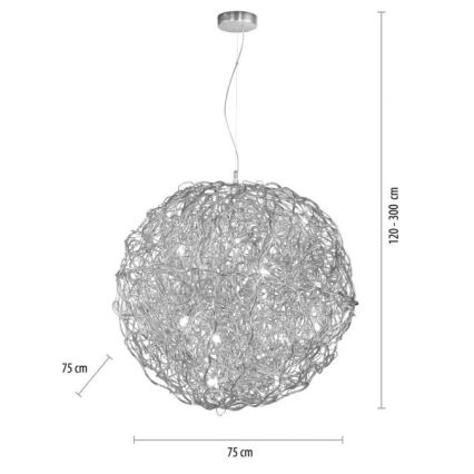 Paul Neuhaus 2019-21 - Luster na sajli SAREA 15xG9/40W/230V srebran