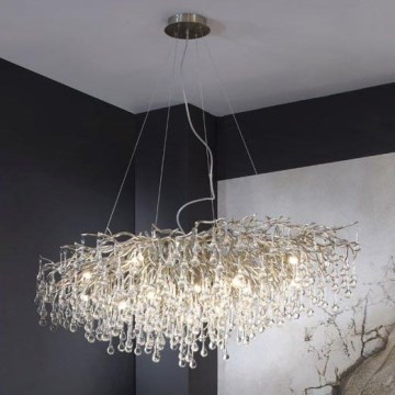 Paul Neuhaus 2031-55 - Luster na sajli ICICLE 15xG9/40W/230V 75x150 cm sjajni hrom