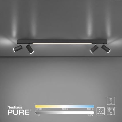 Paul Neuhaus 6121-13 - LED Prigušiva reflektorska lampa PURE 4xLED/4W/230V + LED/9W 2700-5000K + Daljinski upravljač