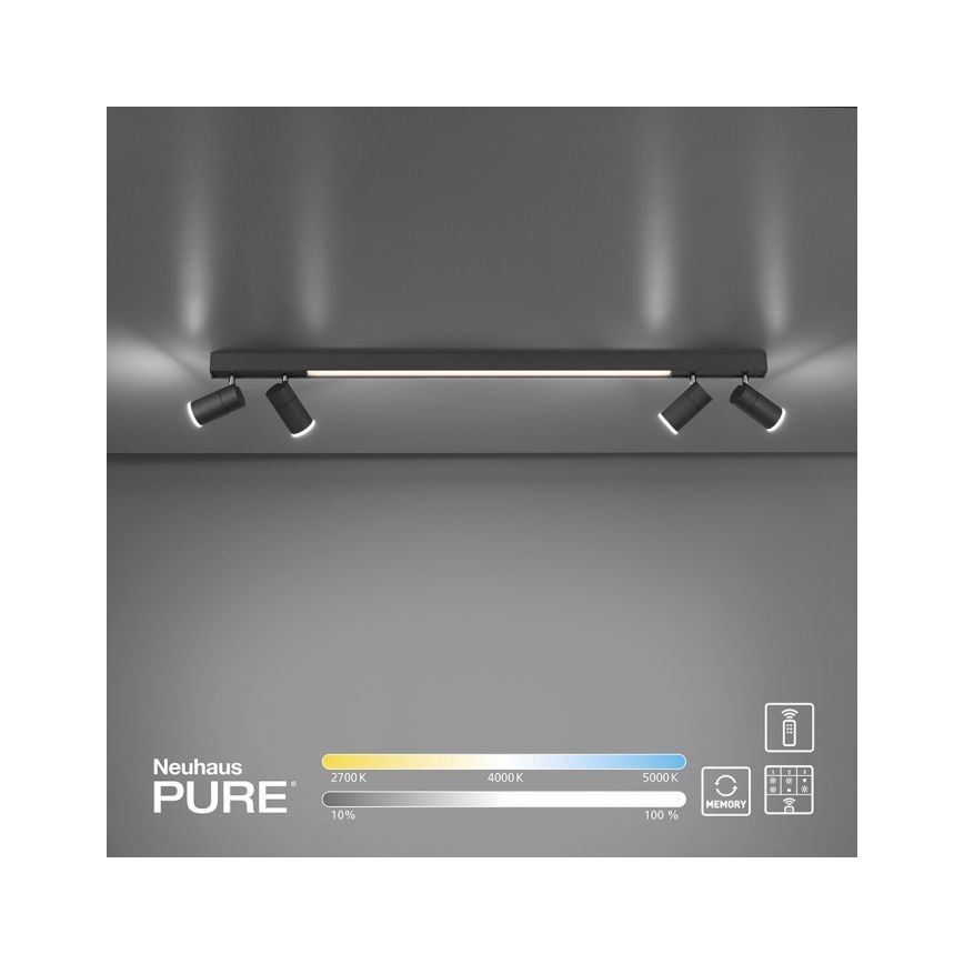 Paul Neuhaus 6121-13 - LED Prigušiva reflektorska lampa PURE 4xLED/4W/230V + LED/9W 2700-5000K + Daljinski upravljač