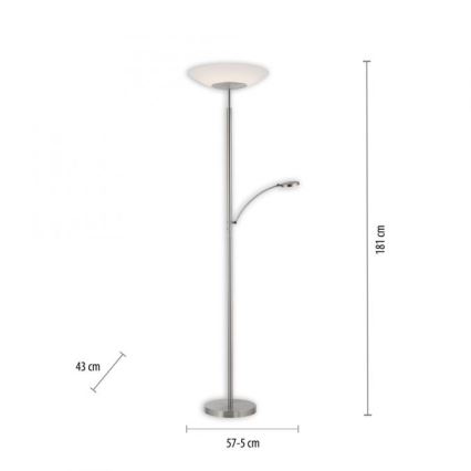 Paul Neuhaus 655-55 - LED Prigušiva podna lampa ALFRED 1xLED/28W+1xLED/4W/230V sjajni krom