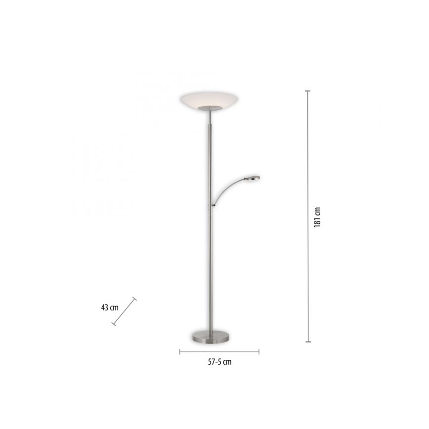 Paul Neuhaus 655-55 - LED Prigušiva podna lampa ALFRED 1xLED/28W+1xLED/4W/230V sjajni krom