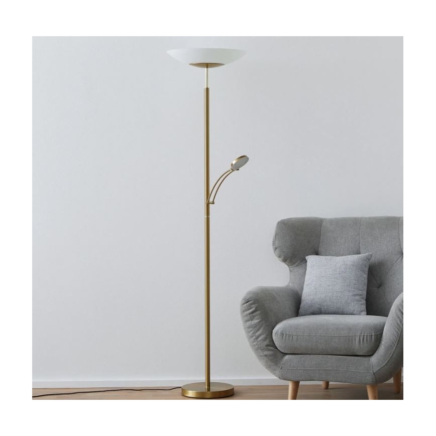 Paul Neuhaus 655-60 - LED prigušiva podna lampa ALFRED 1xLED/28W/230V+1xLED/4W/230V mesing