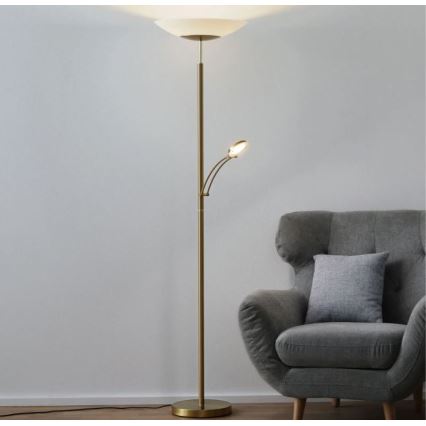 Paul Neuhaus 655-60 - LED prigušiva podna lampa ALFRED 1xLED/28W/230V+1xLED/4W/230V mesing