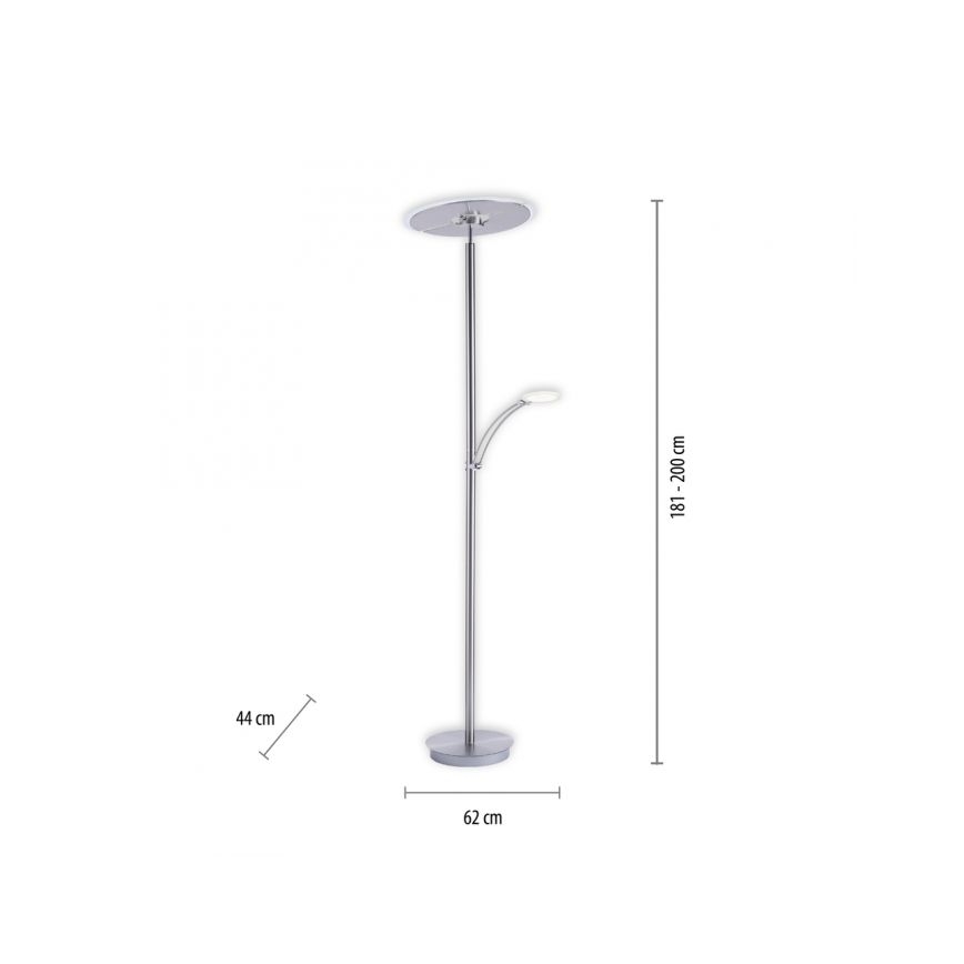 Paul Neuhaus 673-55 - LED Prigušiva podna lampa ARTUR 2xLED/21W/230V+1xLED/6W sjajni krom