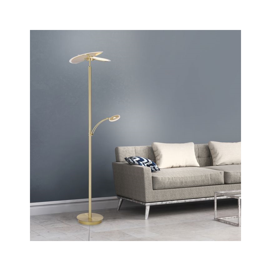 Paul Neuhaus 673-60 - LED prigušiva podna lampa ARTUR 2xLED/21W/230V+1xLED/6W zlatna