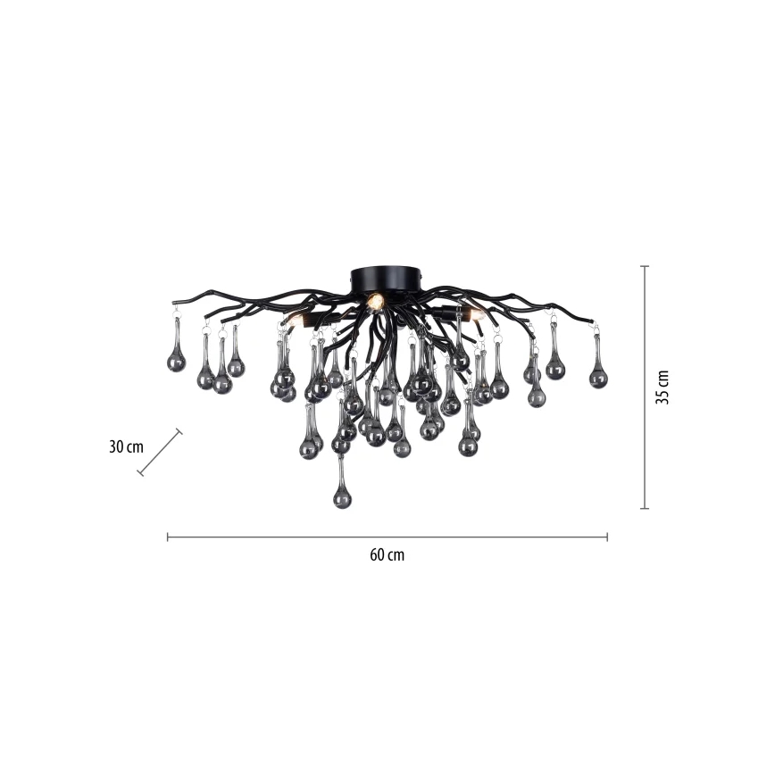 Paul Neuhaus 8090-18 - plafonski luster ICICLE 4xG9/40W/230V 30x60 cm crna