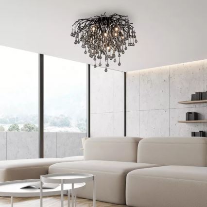 Paul Neuhaus 8091-18 - Plafonski luster ICICLE 9xG9/40W/230V, prečnik 50 cm, crne boje