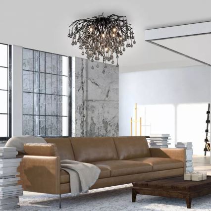 Paul Neuhaus 8091-18 - Plafonski luster ICICLE 9xG9/40W/230V, prečnik 50 cm, crne boje