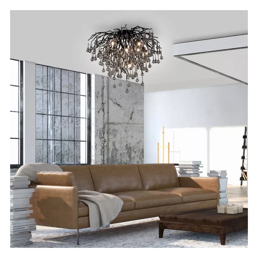 Paul Neuhaus 8091-18 - Plafonski luster ICICLE 9xG9/40W/230V, prečnik 50 cm, crne boje