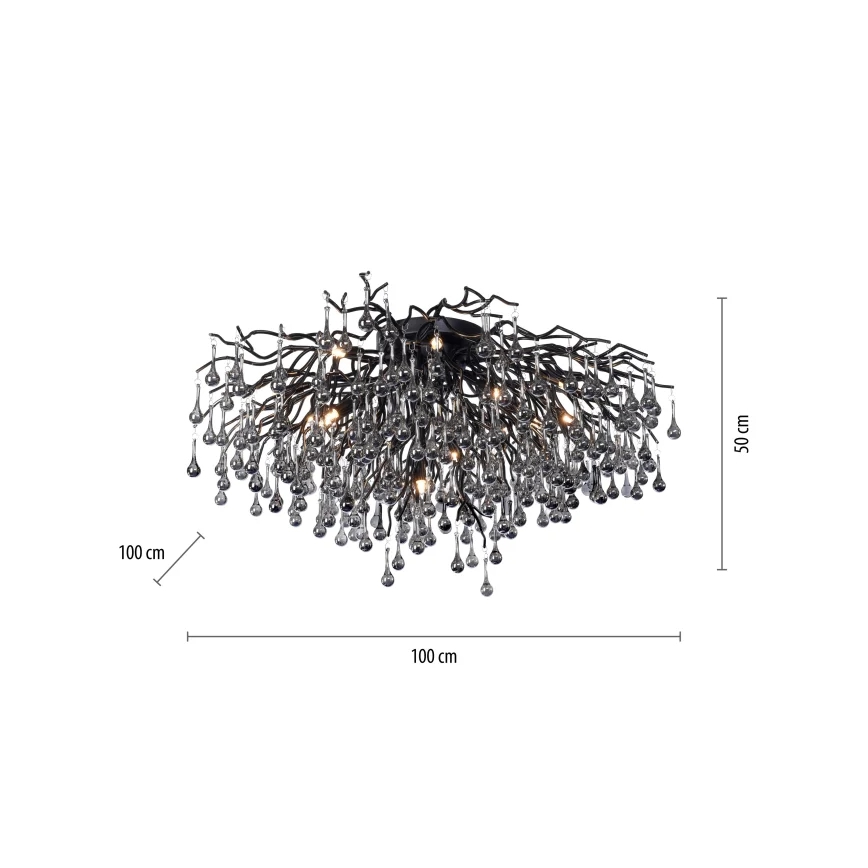 Paul Neuhaus 8092-18 - Plafonski luster ICICLE 14xG9/40W/230V, prečnik 100 cm, crna