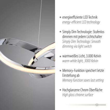 Paul Neuhaus 8291-17 - LED prigušiva luster na lanku MELINDA LED/30W/230V