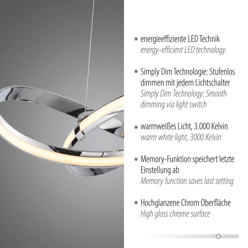 Paul Neuhaus 8291-17 - LED prigušiva luster na lanku MELINDA LED/30W/230V