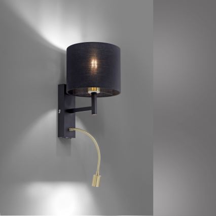 Paul Neuhaus 9646-18 - LED Zidna lampa ROBIN 1xE27/40W/230V + LED/2,1W crno