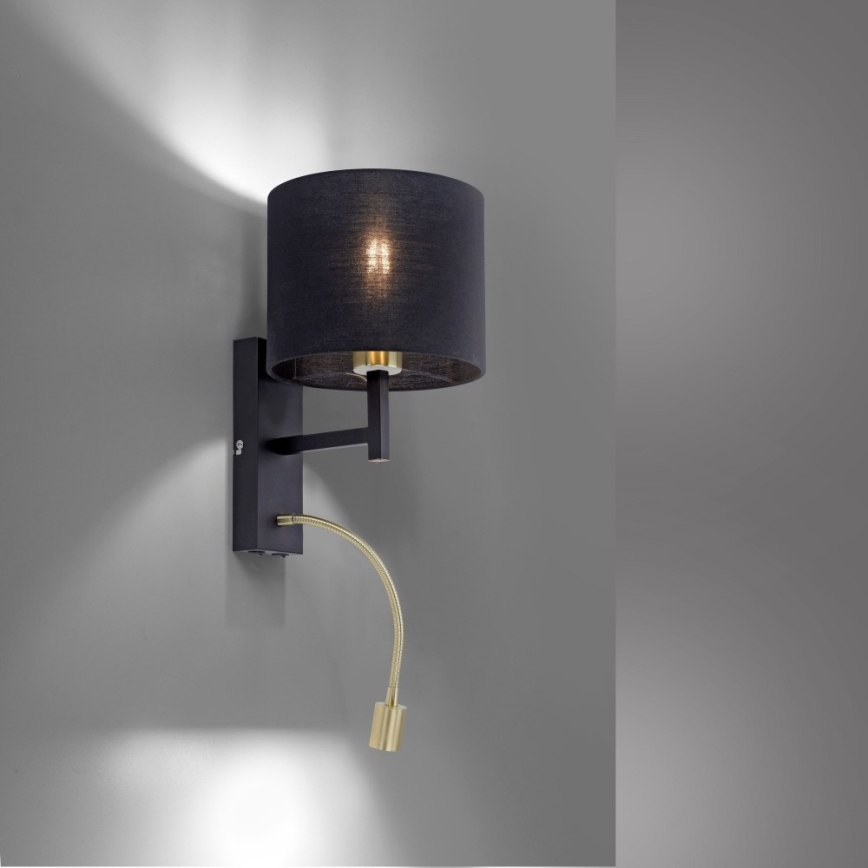 Paul Neuhaus 9646-18 - LED Zidna lampa ROBIN 1xE27/40W/230V + LED/2,1W crno