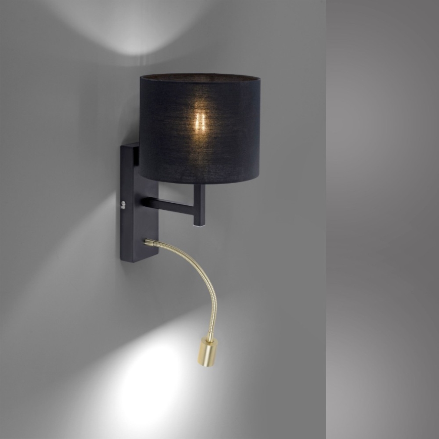Paul Neuhaus 9646-18 - LED Zidna lampa ROBIN 1xE27/40W/230V + LED/2,1W crno