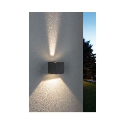 Paulmann 18000 - 2xLED/3W IP65 Spoljašnja zidna lampa CYBO 230V sivo
