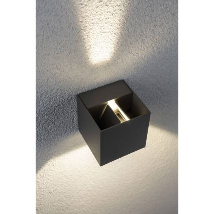 Paulmann 18000 - 2xLED/3W IP65 Spoljašnja zidna lampa CYBO 230V sivo