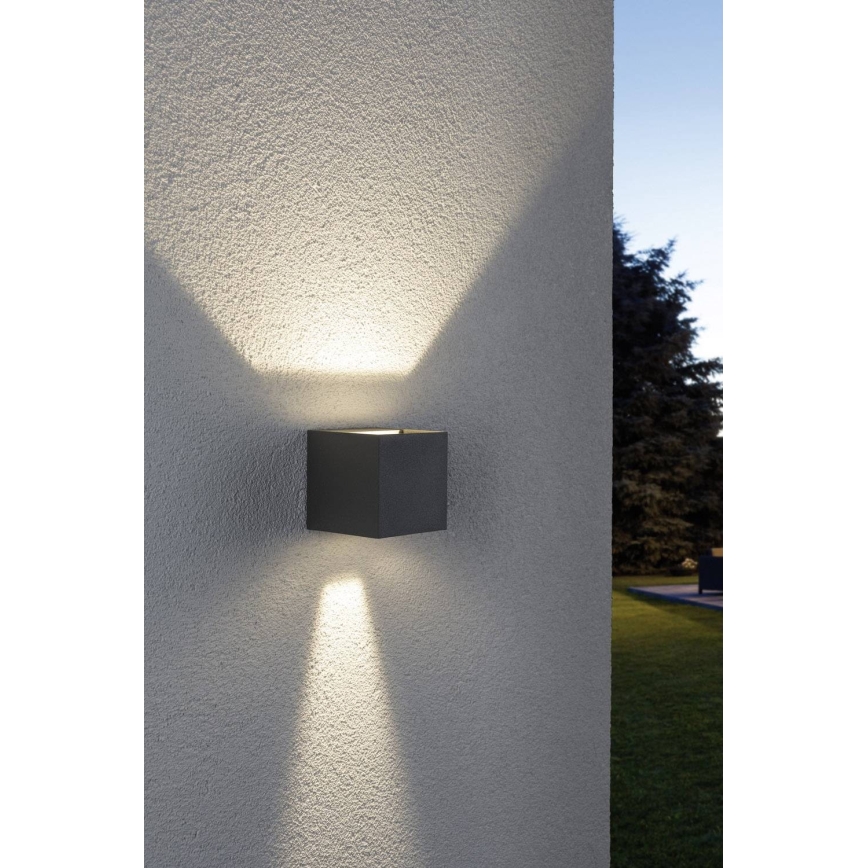 Paulmann 18000 - 2xLED/3W IP65 Spoljašnja zidna lampa CYBO 230V sivo